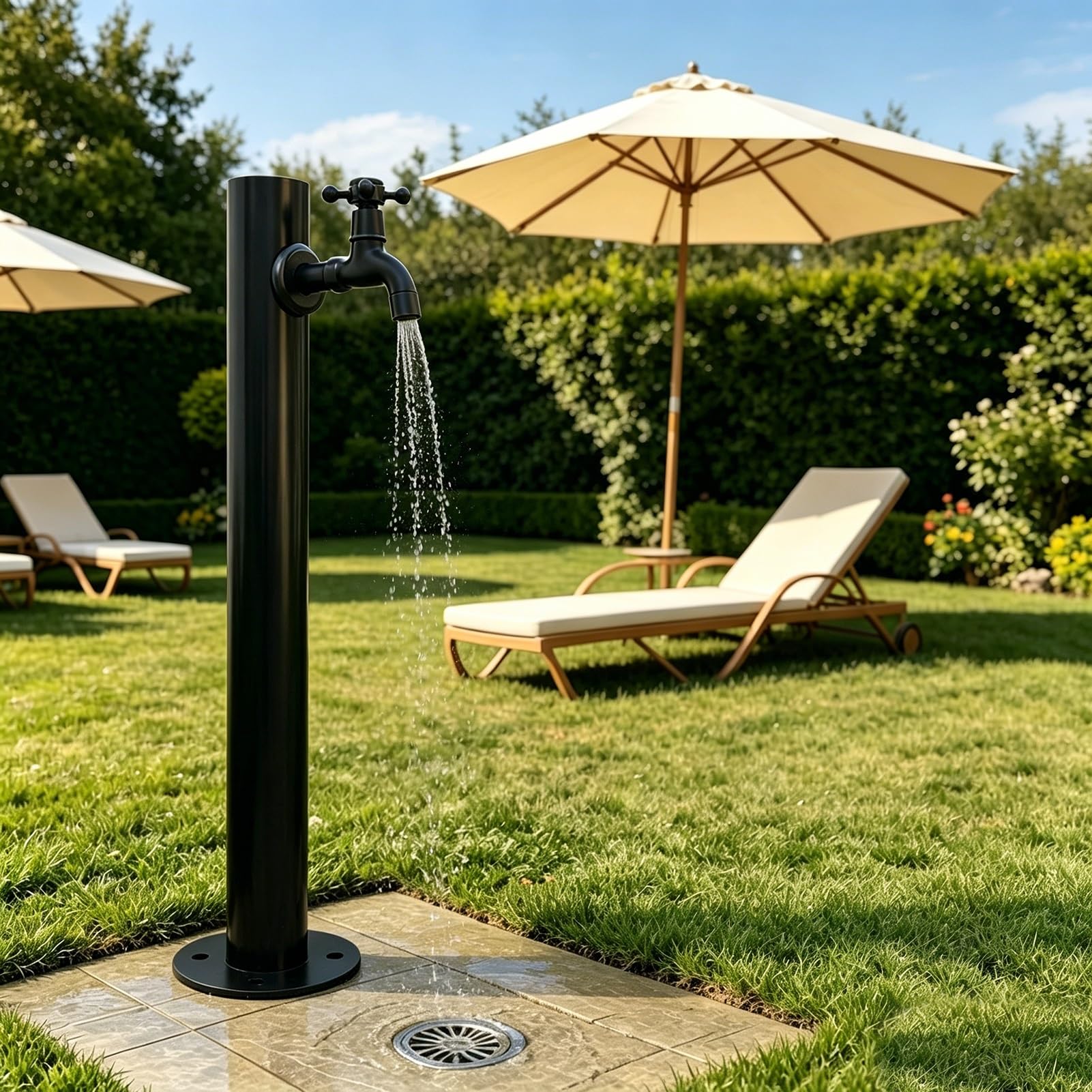 Freestanding Stainless Steel Garden Water Column, Outside Faucet Post Vertical Yard Hydrant for Backyard Pond, Lawn & Landscape Irrigation