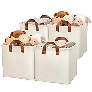 GRANNY SAYS Storage Cubes, 11x11 Cube Storage Bins with Metal Frame, Collapsible Cube Storage Organizer, Fabric Cubby Bins for Shelves, Closet, Ivory, 4 Pack