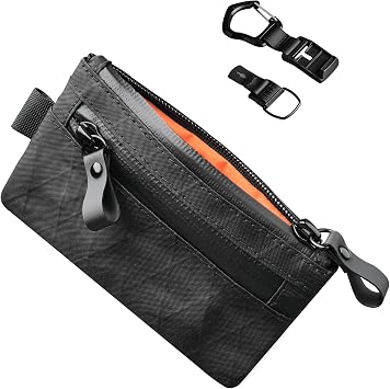 ALPAKA Zip Pouch and HUB CarabinerL - RFID-Blocking Small Cash and Card Zip Wallet; Quick Release Keychain with Magnetic Belt Clip - EDC Carabiner for Keys - Tactical Gear & Backpack Accessories