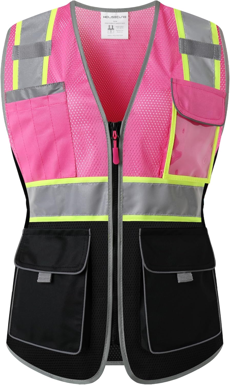 Safety Vest for women, Hi vis Reflective Lady Work vest With 9 Multi Pocket And Zipper - Image 2