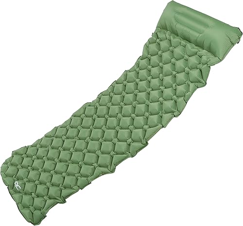 Alfombrilla de dormir para acampar a control remoto, 1.1 libras, almohadilla inflable azul para acampar con almohada, colchón de aire, saco de