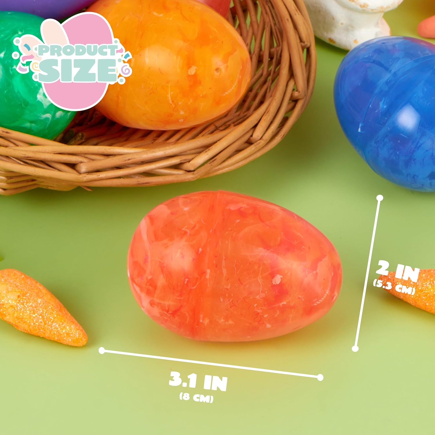 JOYIN 30 Pcs Plastic Iridescent Printed Bright Easter Eggs 3.15" Tall for Easter Hunt, Basket Stuffers Fillers, Classroom Prize Supplies, Filling Treats and Party Favor