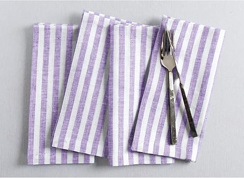 Miniatura 42 de Solino Home Amalfi - Manteles individuales a rayas, de 14 x 19 pulgadas, juego de 4 unidades, tela natural, lino europeo, 100 % lino puro, hechos a