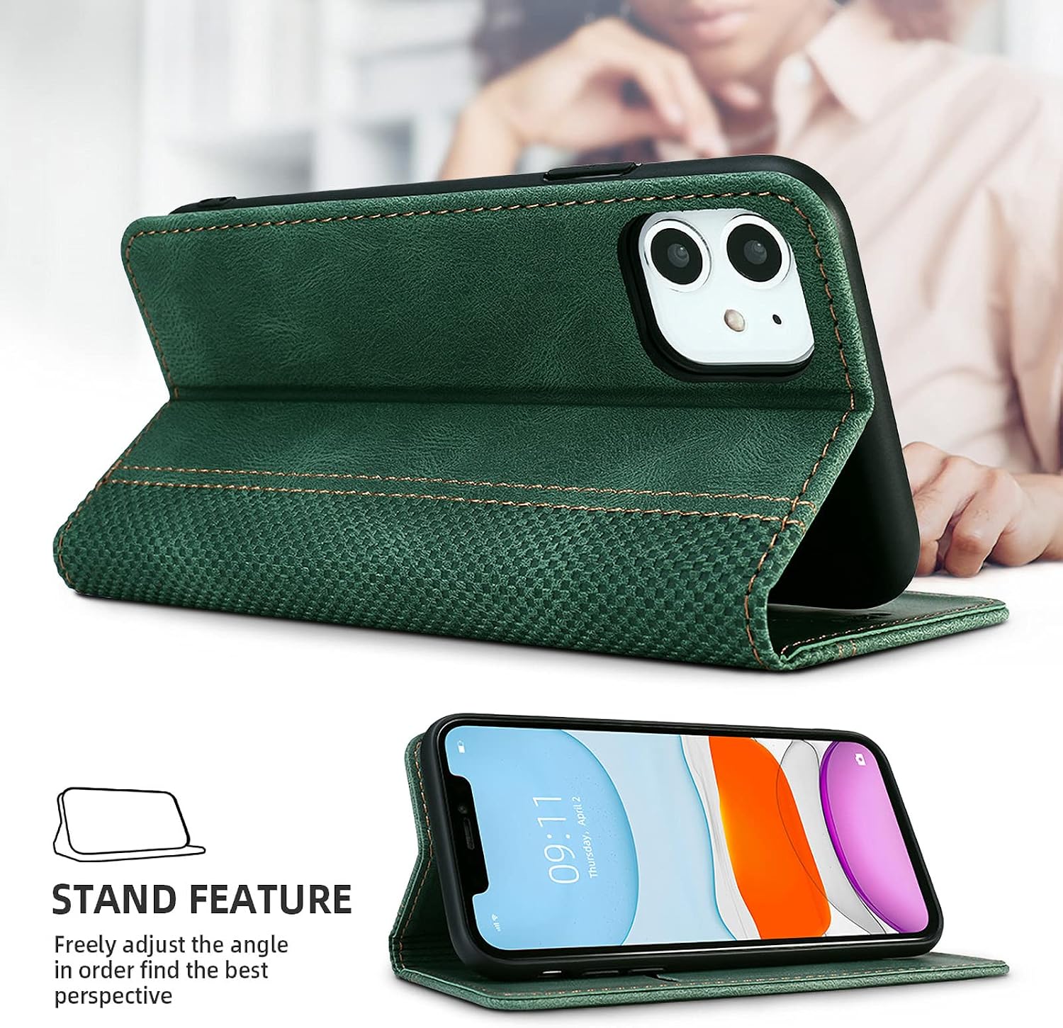 AKABEILA Mobile Phone Case Compatible with Motorola Moto G Stylus 2023 4G Case Protective PU Leather Flip Case Stand Wallet Folding Case Bag Case with [Card Slot] [Stand Function] [Magnetic] Green