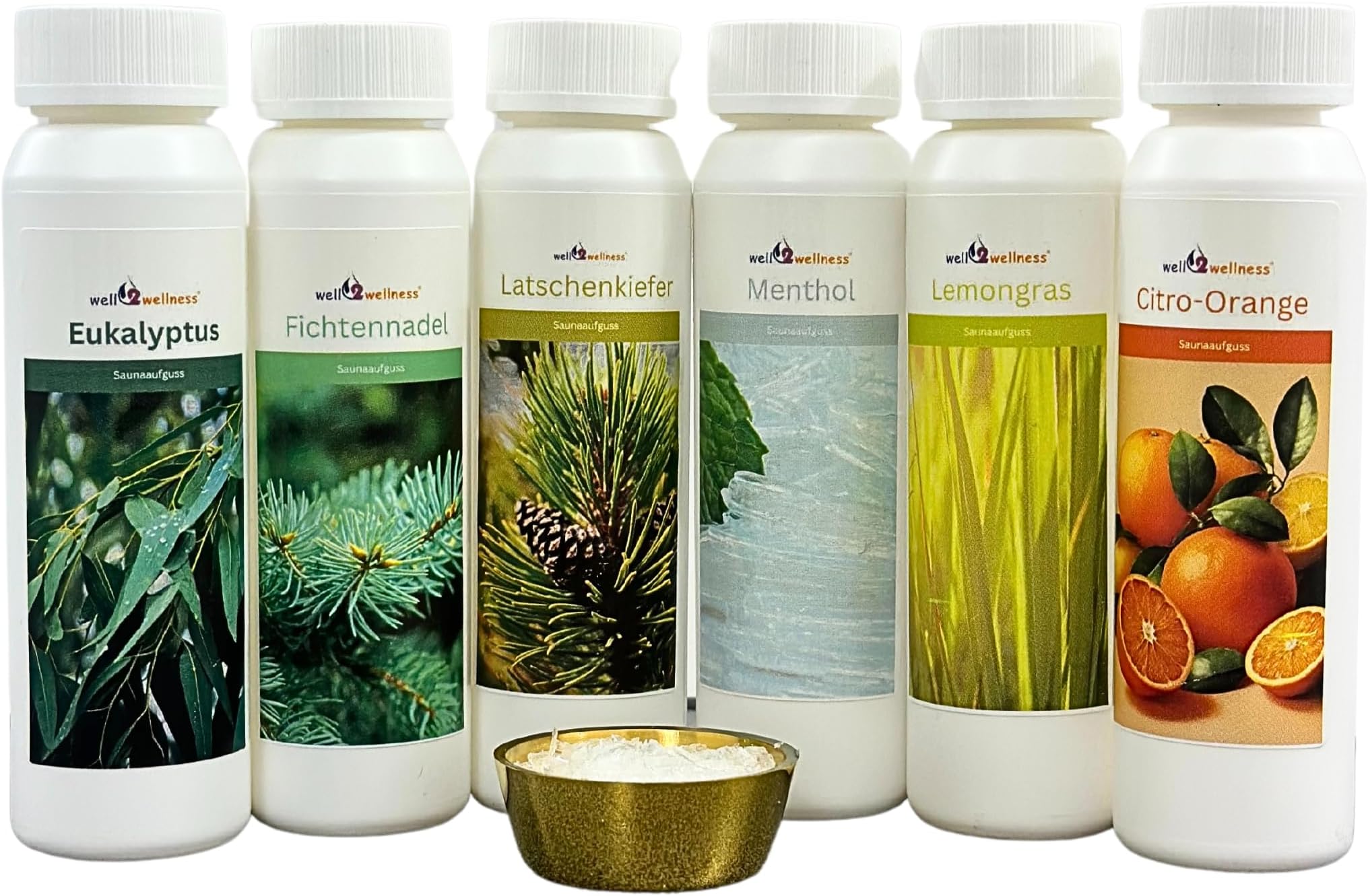 Well2wellness® Sauna Set/Starter Set '6 x 125 ML Free 10g Menthol Crystals