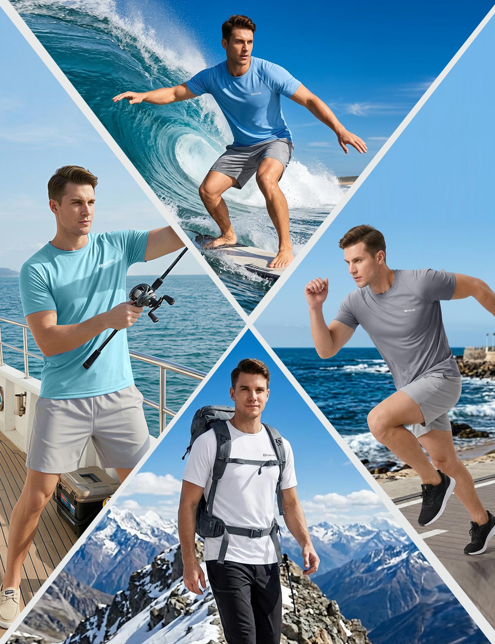 ZENGVEE T-Shirt à Manches Longues pour Homme UPF 50+ Surf Top Wetsuit Beach T-Shirt Natation Fitness
