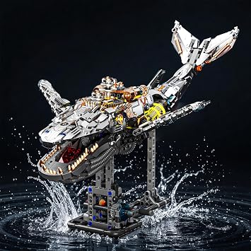 HJPLPXH Mechanical Whale Building Set with Light, Sea Animal Building Block | Movable Ocean Animal with Display Stand, Home Decor Gift for Adults and Teens(1388PCS)