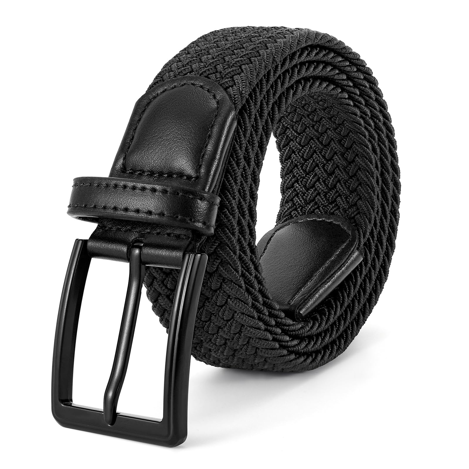 Elastic Braided Belt Mens Golf Belts No-Hole Design Woven Belt for Golf