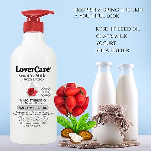Miniatura 4 de Lovercare Loción corporal de leche de cabra para piel seca, 27.05 onzas (27.1 fl oz), aceite de semilla de rosa mosqueta, paquete de 2