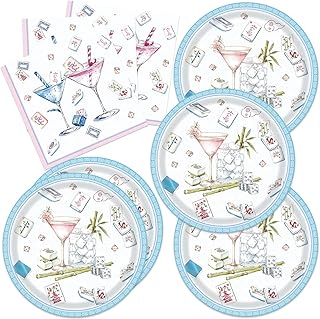 40Pcs Mahjong Party Supplies Bachelorette Plates and Napkins Supplies Disposable Tableware Set for Baby Shower Game Night Mahjong Party Decorations