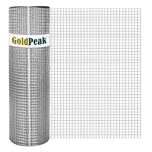 GoldPeak Hardware Cloth 1/2 inch Chicken Wire Fencing 48 x 100 Ft 19-Gauge | Hot-dip Galvanized After Welding, Wire Mesh Roll Chicken Wire Mesh Roll Wire Cloth Gopher Wire Chicken Coop Wire Tree Fence