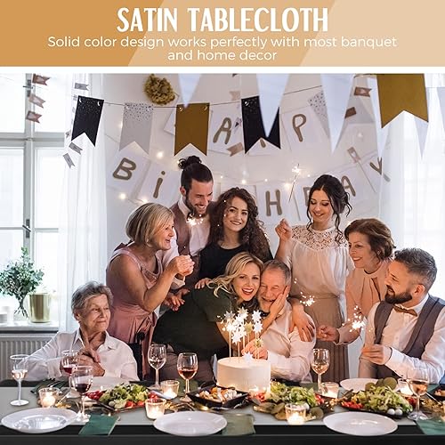 Miniatura 6 de Lounsweer Paquete de 8 manteles de satén de 102 x 58 pulgadas, manteles rectangulares de tela suave como la seda para fiestas rectangulares, cenas