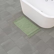 French Connection Nellore Bath Rugs, Woven and Beaded Bath Mats, Durable and Thick Bath Mats for Bathroom and Shower Rugs, 17" x 28", Sage Green