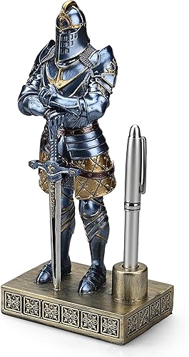 Miniatura 3 de Amoysanli Knight - Soporte decorativo para bolígrafos de resina, pisapapeles para escritorio, organizador de escritorio, regalos de festivales para