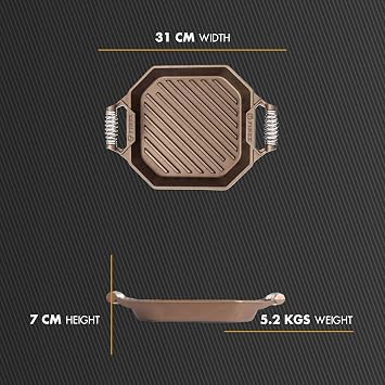 FINEX Cast Iron 12 Grill Pan, Pre-Seasoned with Organic Flaxseed Oil, Speed Cool Handles, Modern Heirloom, Handcrafted in the USA
