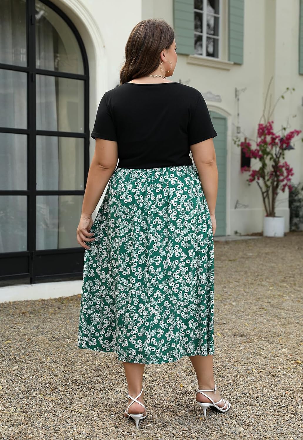 Nemidor Womens Plus Size Summer Short Sleeve Boho Print Flared Long Dress with Pocket NEM530 - Image 6