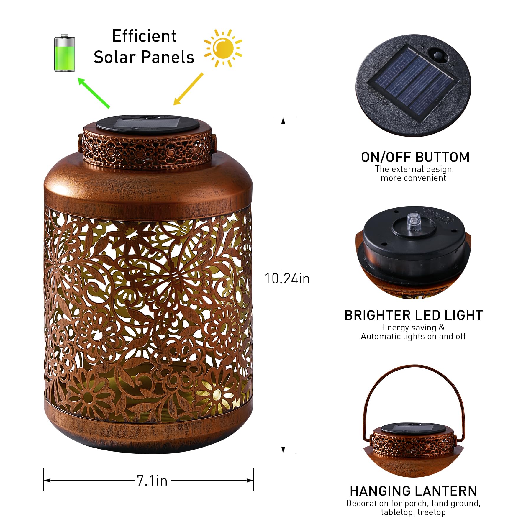 anyperfect Lanterne solari a farfalla per esterni, decorazione da giardino, regalo di compleanno per donne, mamma, nonna, impermeabile, da appendere, luci solari esterne, lanterna a LED, decorazione