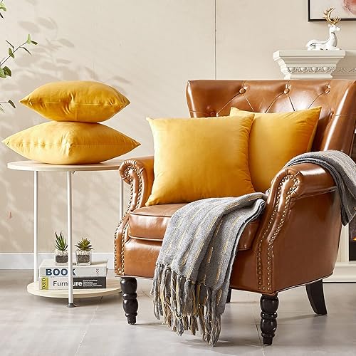 Vista 10 de Yonous Juego de 4 fundas de cojín decorativas de terciopelo suave para sofá, dormitorio o automóvil, 18 x 18 pulgadas, gris