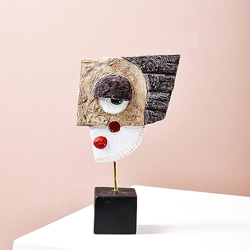 Smile - Handcrafted Statues Resin Abstract Sculpture for Home Decor Modern,African Art Tribal Figurines Decorations Items Accents Influencer Picks for Bookshelf,TV Stand,Living Room,Nightstand