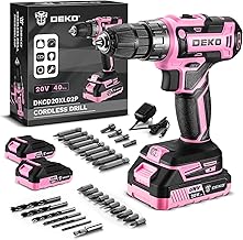Akkuschrauber Set 2 Akkus 60 Min Schnellladung: DEKOPRO Akkubohrer 20V 40 Nm 18+1 Drehmoment 2-Gang LED für Frauen Haus DIY, Rosa