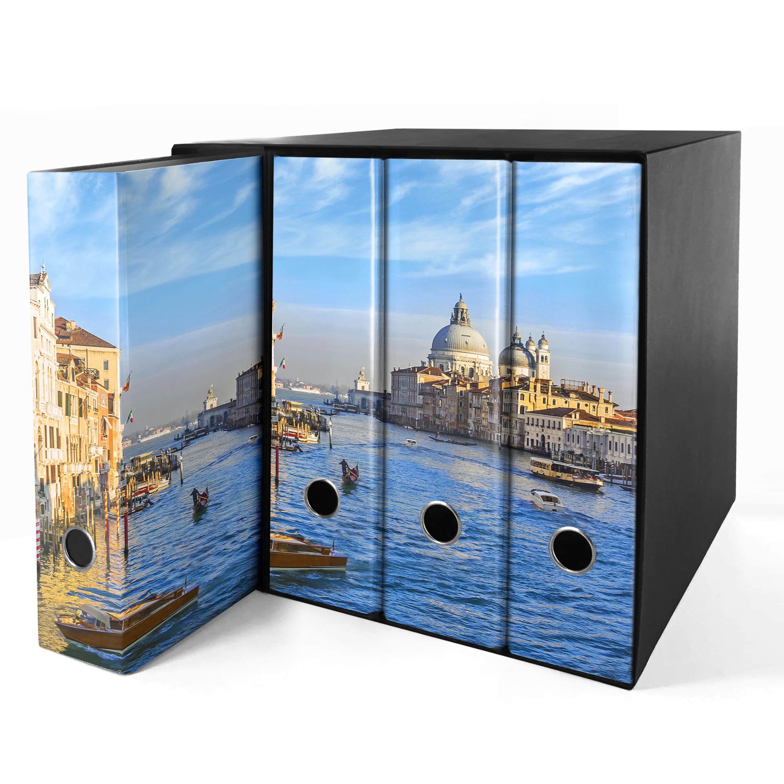 Set da 4 raccoglitori ad anelli VENEZIA, CANAL GRANDE - Faldoni SHAREPRINTING (H31 con 2 anelli)