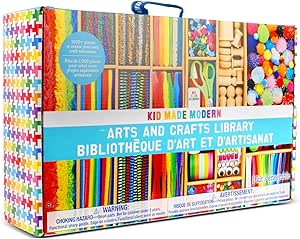 Kid Made Modern Arts and Crafts Kit - A DIY 1000+ Piece Hobby Craft Supplies &amp; Materials Box for Creative Art Projects for Kids Ages 4 5 6 7 8 9 10 11 &amp; 12 Year Old Girls &amp; Boys