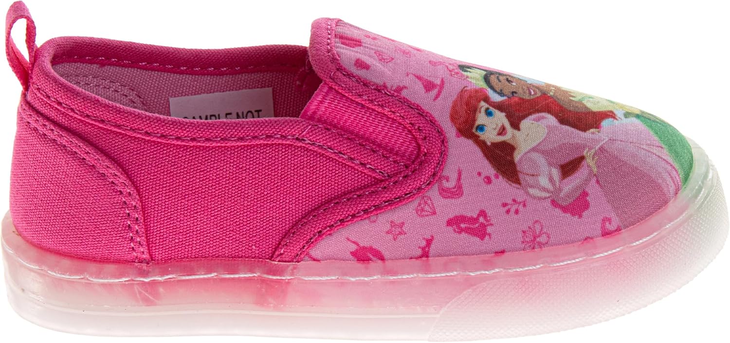 Girl Light Up Shoes Princess Stitch Minnie Moana Anna Elsa Sesame Street Lowtop Canva Shoes for Girls Kids Low top Slip-on Canvas LED Sneakers (Sizes: 7-10 Toddler / 11-12 Little Kids) - Image 2