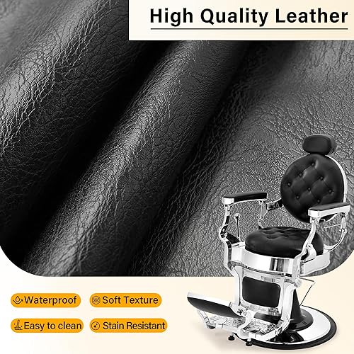 Miniatura 13 de Silla de peluquería resistente para peluquería, silla reclinable negra para estilista, giratoria de 360°, reposapiés y reposacabezas ajustables