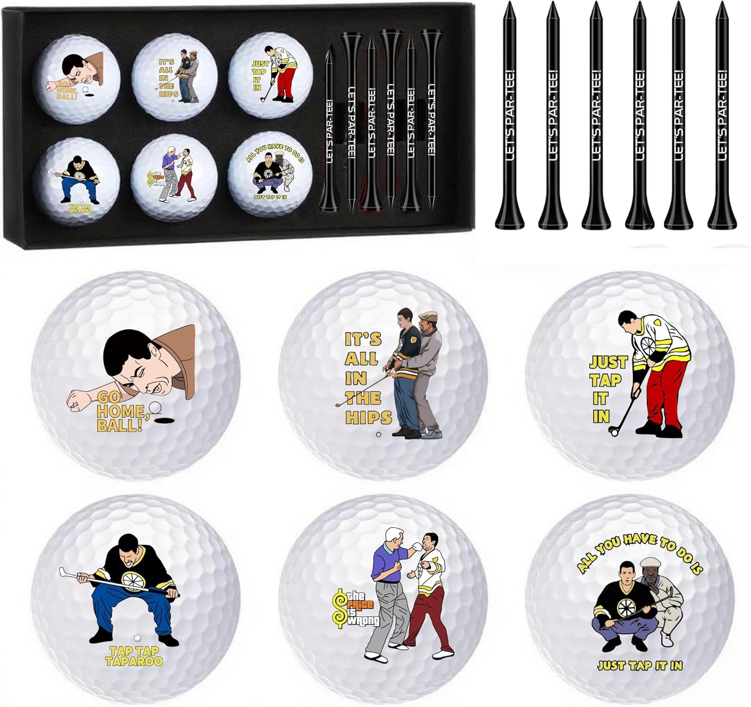 Artpreti 13 Pcs Funny Golf Balls for Men Women with Tees and Gift Box Golfing Gifts for Coworker Golfer, White