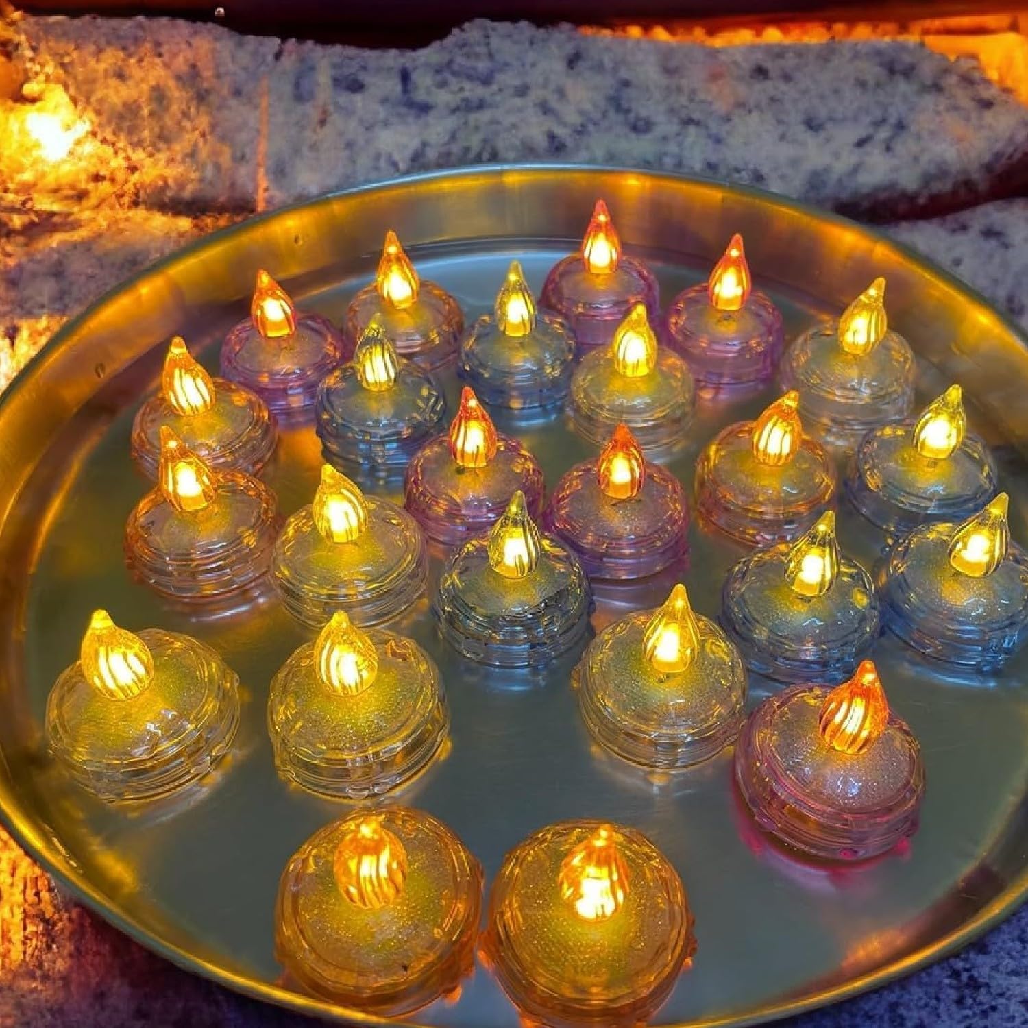 4-Pack Water Sensor Multicolour LED Floating Tea Light Candles, Waterproof Flameless Diya, Warm White Light for Diwali & Festive Decoration (4)-image-33