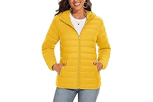 Women's Yellow Puffer Jacket with Hood