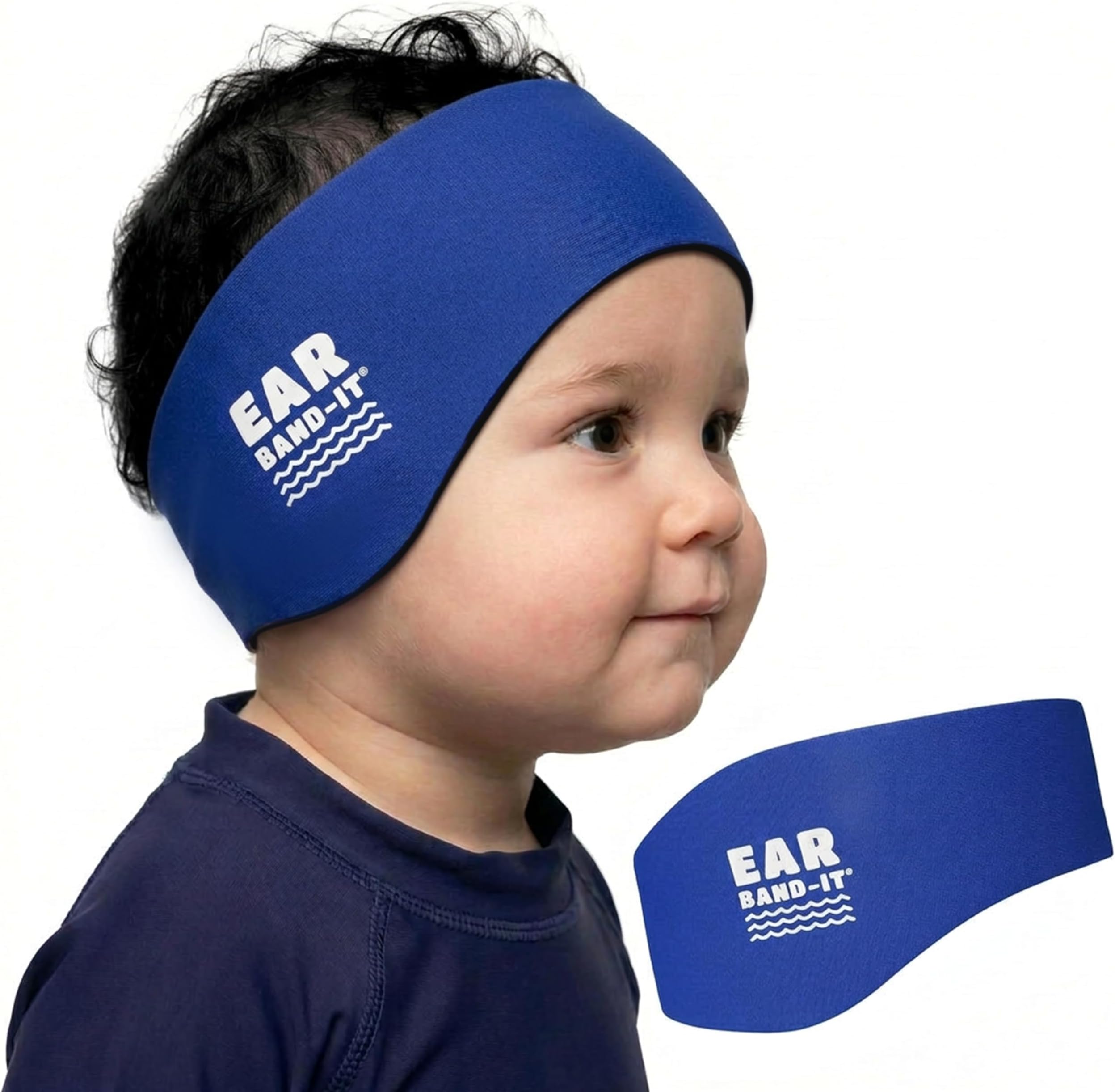 Earvolution Ear Band-It Original Swimming Headband for Kids/Adults - Invented by Ear, Nose, and Throat Doctor- Durable Neoprene Maximizes Protection - Putty Buddies Sold Separately - Blue - Medium