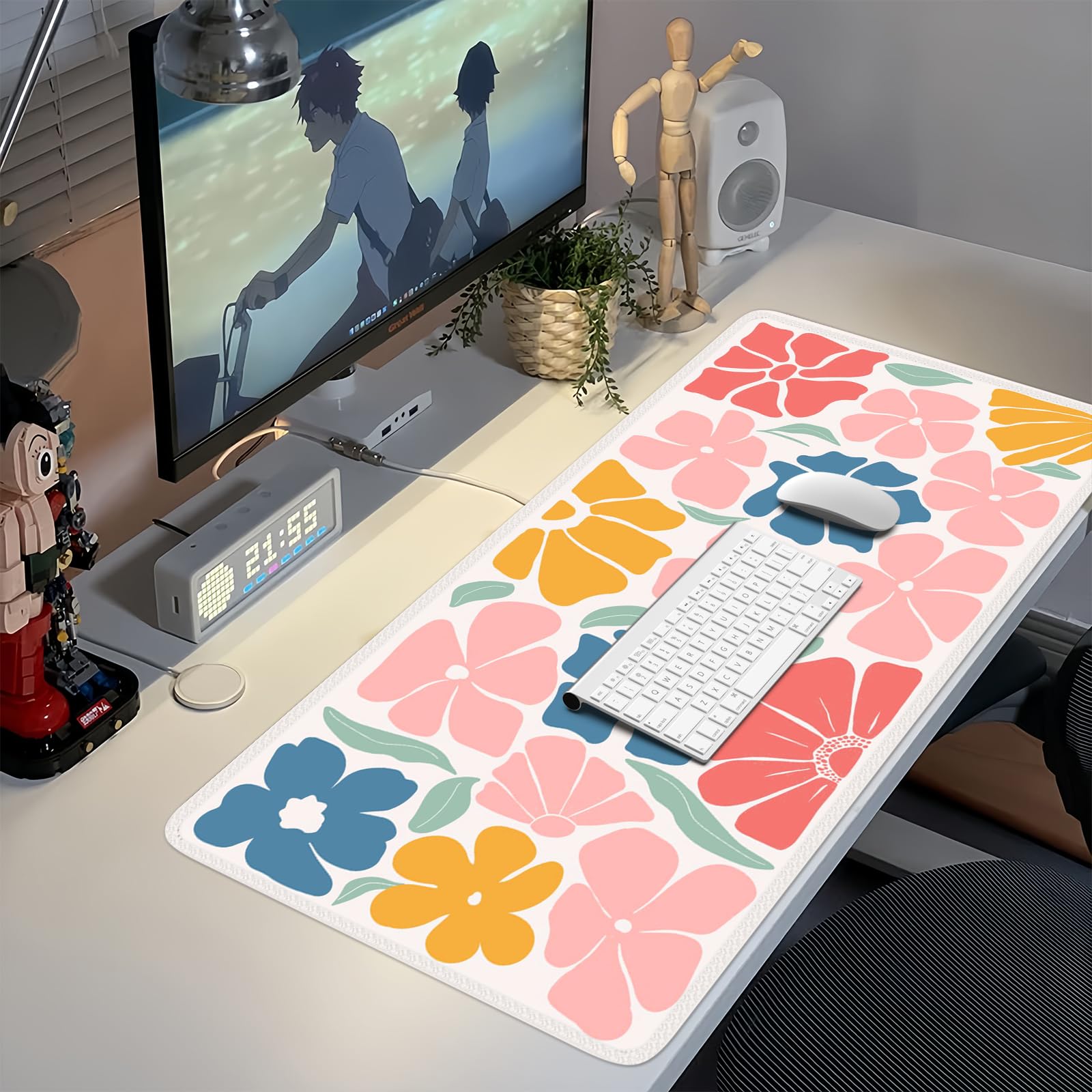 iCasso Alfombrilla de Escritorio XXL Grande para Juegos, Alfombrilla de Mouse con Base de Goma Antideslizante con Bordes cosidos, Alfombrilla de Mouse para Teclado y Mouse, Alfombrilla de Escritorio