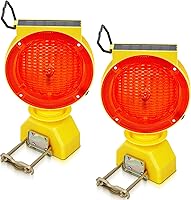 Vista 9 de 4 luces solares intermitentes de tráfico, luces solares de advertencia industrial, advertencia de tráfico, barricada, señal, intermitente, 2 caras