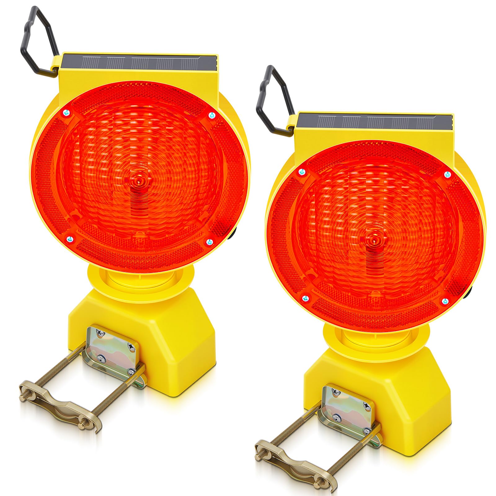2 Pcs Solar Flashing Traffic Lights Solar Warning Lights Barricade, Amber — Amazon image 7