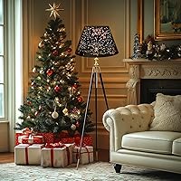 Vista 3 de Pantalla de lámpara mediana, ALUCSET Barrel pantalla de metal con proceso de grabado para lámparas de mesa y de pie, 7x13x7.8 pulgadas, Spider