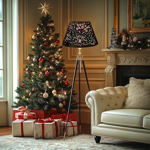 Miniatura 3 de Pantalla de lámpara mediana ALUCSET Barrel con proceso de grabado de metal, pantalla para lámpara de mesa y luz de pie, 7 x 13 x 7.8 pulgadas, araña