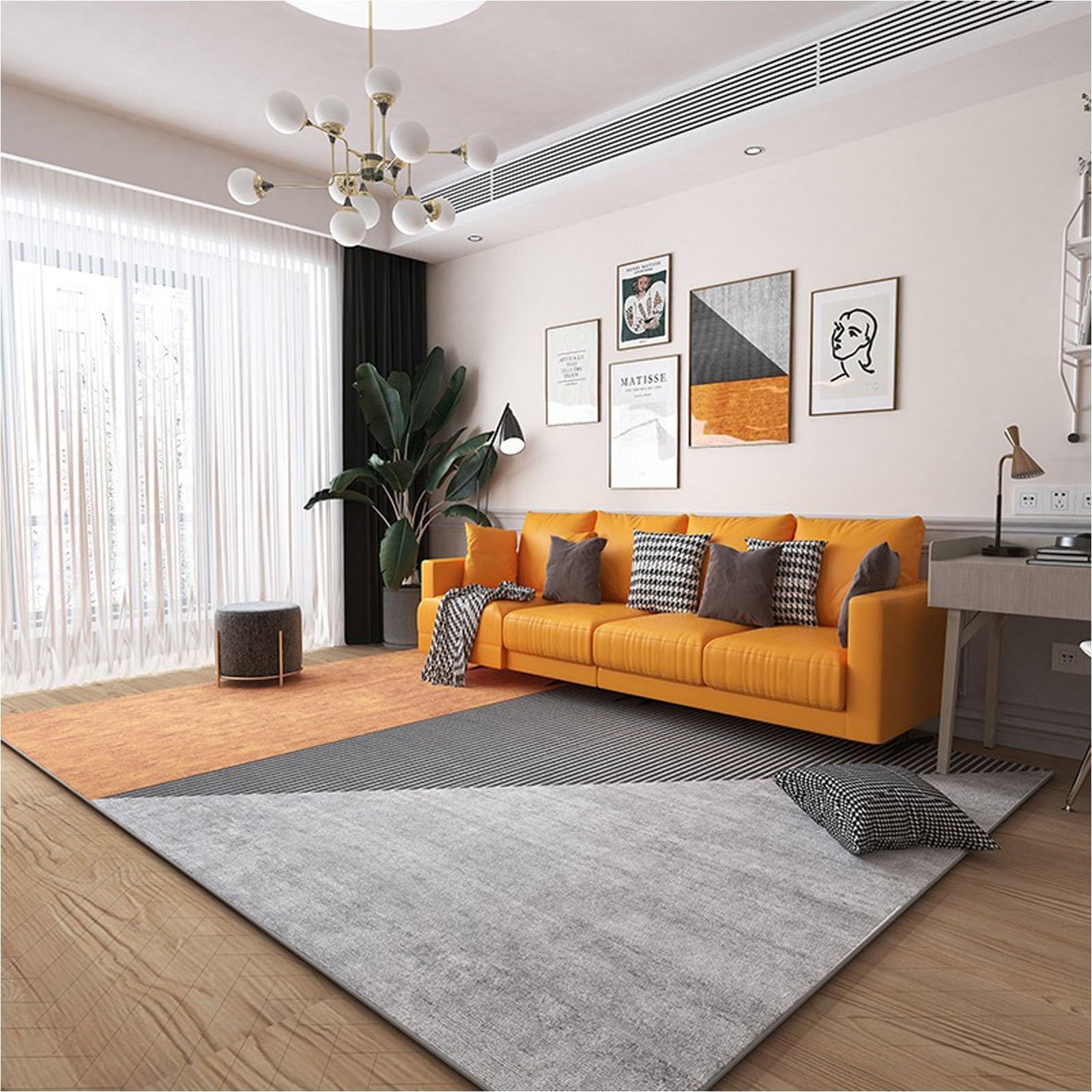 Tappeto a Pelo Corto 190 x 210 cm Morbido e Soffice Tappeto Salotto Moderno Peluche Lavabile Tappeti Antiscivolo per Soggiorno Corridoio Cameretta, 1