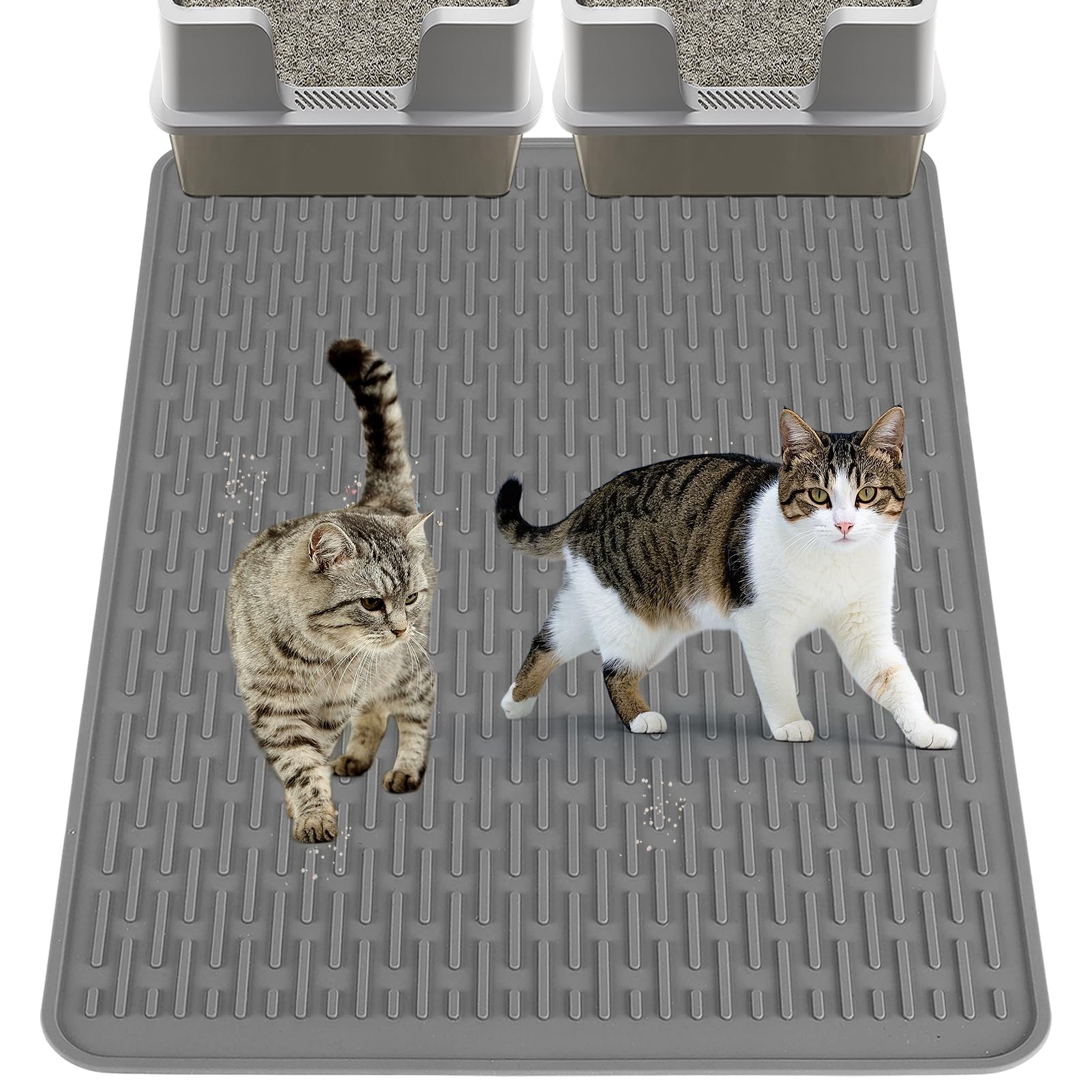 Easy Clean Silicone Cat Mat for Litter Box - 39" x 26.6" Extra Large Waterproof Non-Slip Kitty Litter Trapping Mat for Protecting Floor, Less-Mess