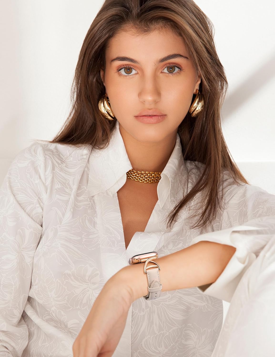 Minyee Leather Band Compatible with Apple Watch Bands 38/40/41/42/44/45/46/49mm Women, Slim Dressy Premium Leather Strap with A-Shape Metal Buckle for iWatch Series 11 10 9 8 7 6 5 4 SE/Ultra 3 2 1 - Image 6