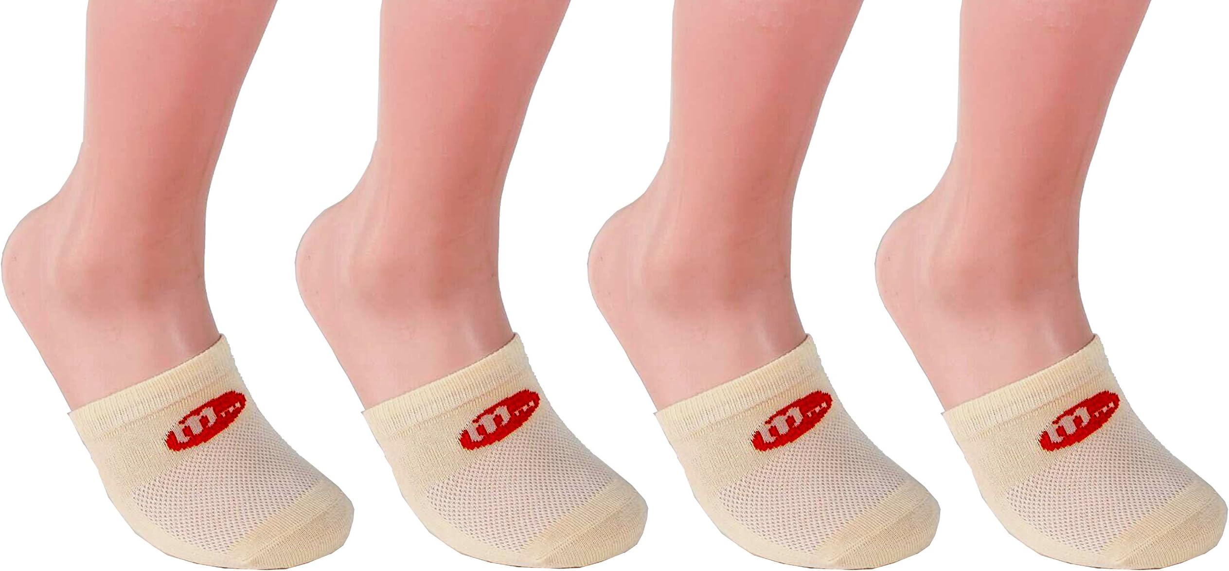 Mocsocs 4-pack Toe Topper Breathable No-Show LIGHT Mocha colored Half Socks (One Size)