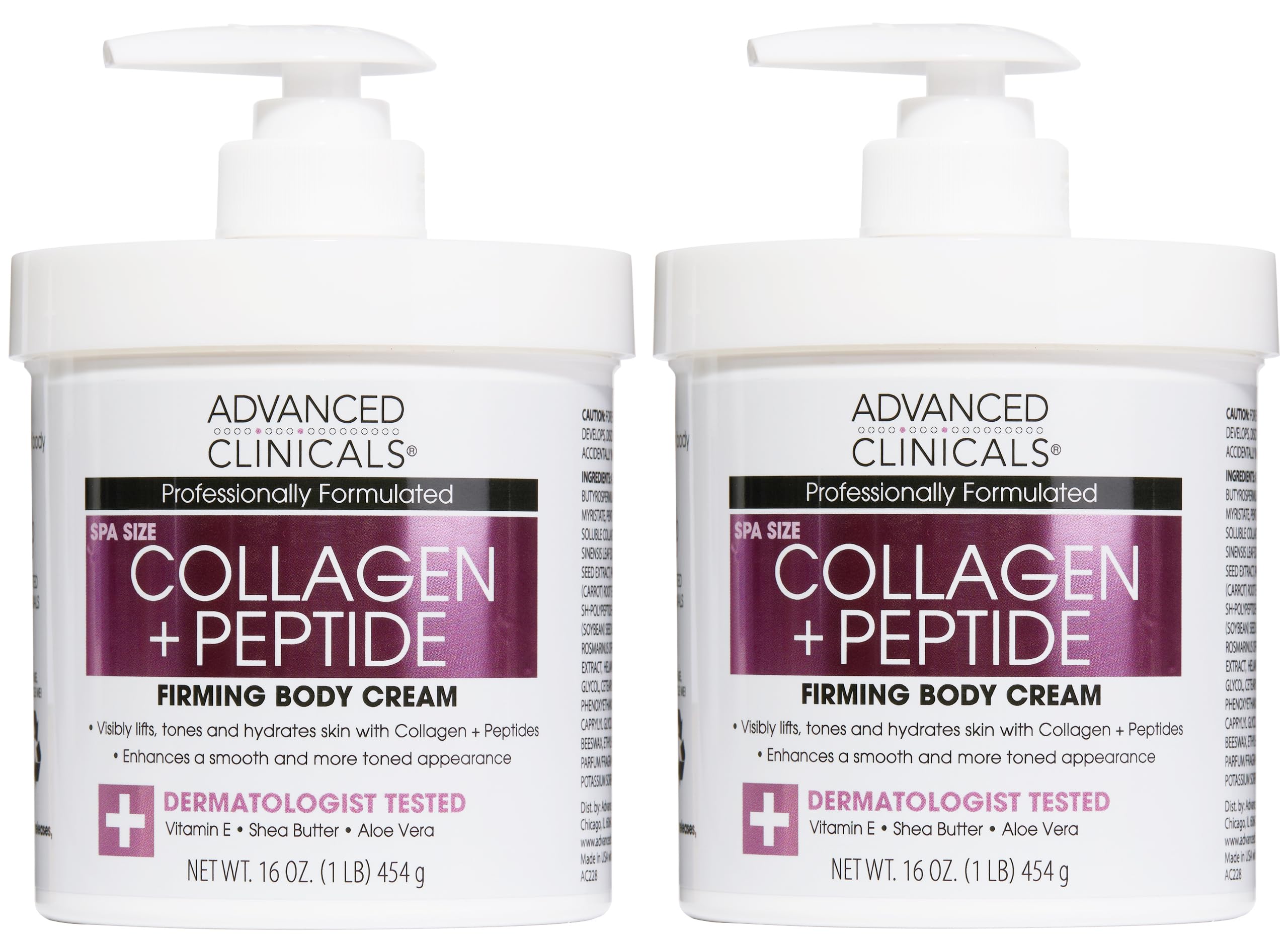 Advanced Clinicals Collagen Peptides Body Lotion & Face Moisturizer | Peptide Infused Collagen Lotion For Women & Men Helps Improve Look Of Crepe Skin