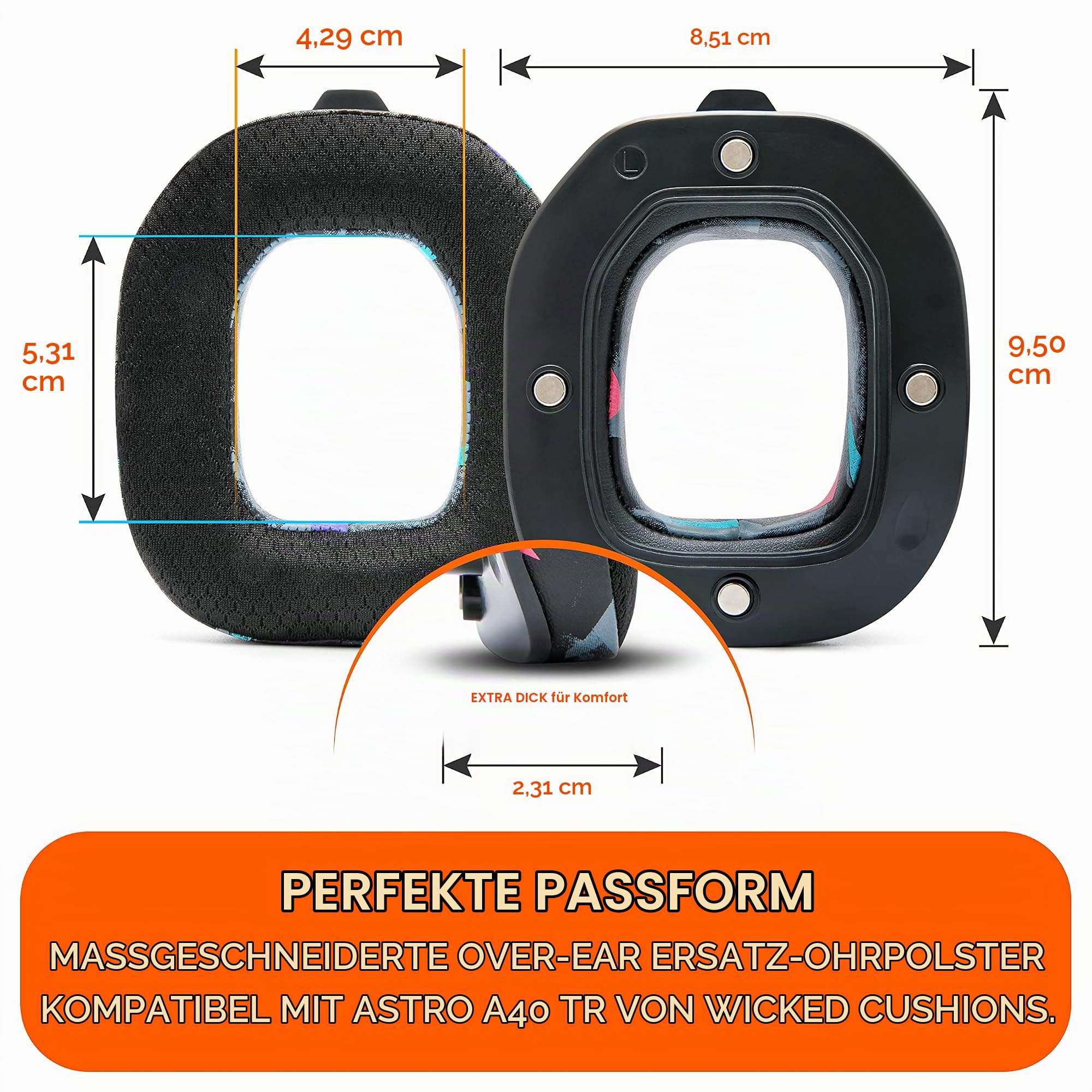 WC Mod Kit A40 – Ersatz-Ohrpolster und Kopfband für Astro A40 Gen 4 und TR | Von Wicked Cushions | Kühlgel, verbesserter Komfort und Haltbarkeit | 90's Black