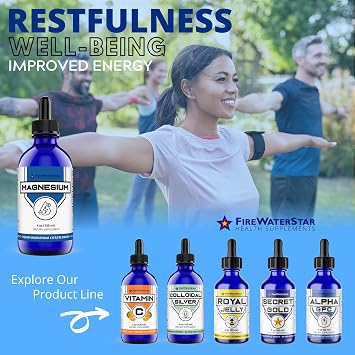 FWS Magnesium Citrate Liquid Drops for Adults and Kids, Pure Magnesium Citrate, Organic, Non-GMO, Vegan, Supports Sleep Calm Energy Muscles Nerves, Easy Adjustable Dosing, 4 Month Supply, 4 oz