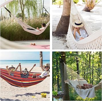 CONNECTION Pack of 2 Hammock Attachment 2 m x 2.5 cm Rope for Hammock 300 kg Hammock Suspension Straps with 2 Hook Carabiners for Hanging Chair Camping Outdoor Hiking Swing Hammock Accessories