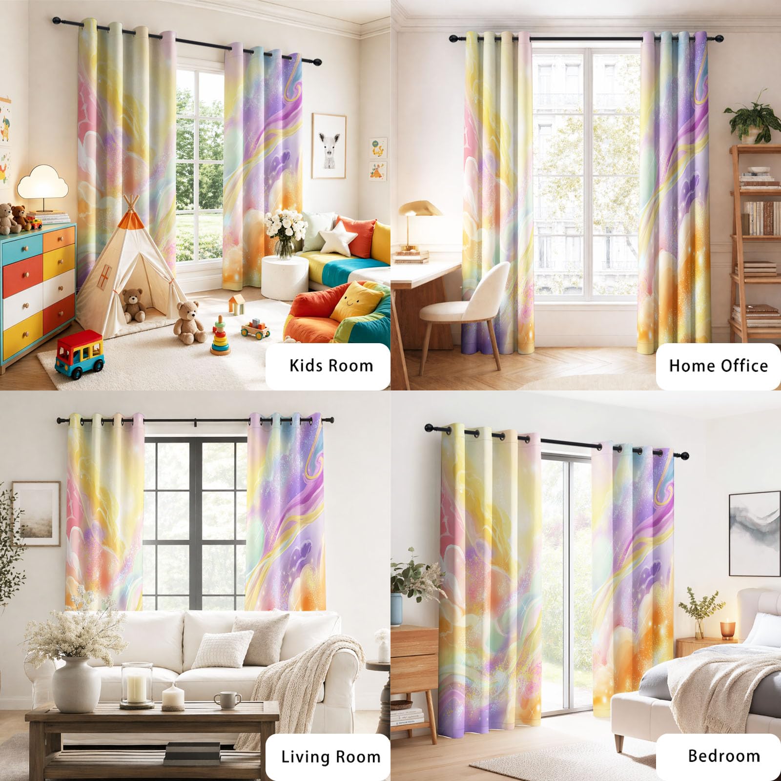 Générique Rideau Occultant Fantaisie Rêveur Salon Moderne Thermique Isolant Anti Froid Polyester 2 Pièces 135 x 245 CM Rideaux De Fenêtre Éthéré Nuage pour Chambre Cuisine Décoration