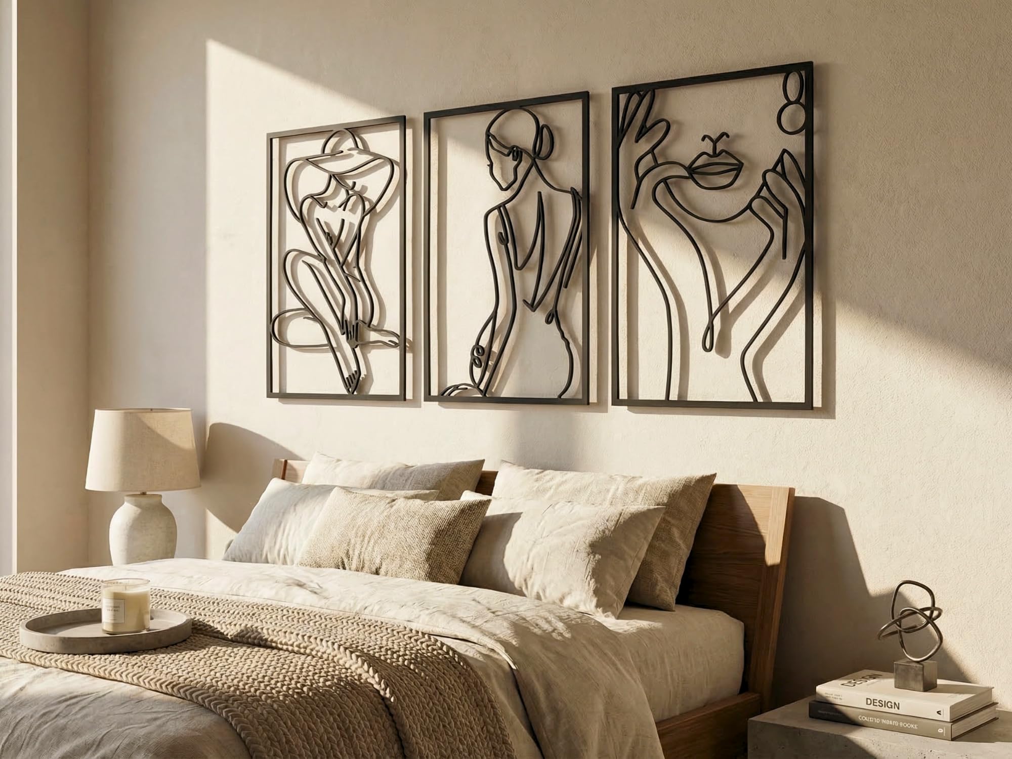 Vailla Art Sensuel Décoration Murale Bois 3D – Triptyque Mural Salon Bureau