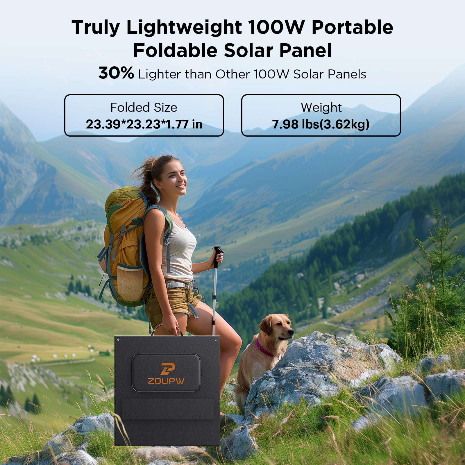 SEMCOKII 100W ポータブルソーラー グリーン・軽量・キャンプ向け” Amazon | ZOUPW 100W ポータブルソーラーパネル Nタイプ 16BB、25%効率