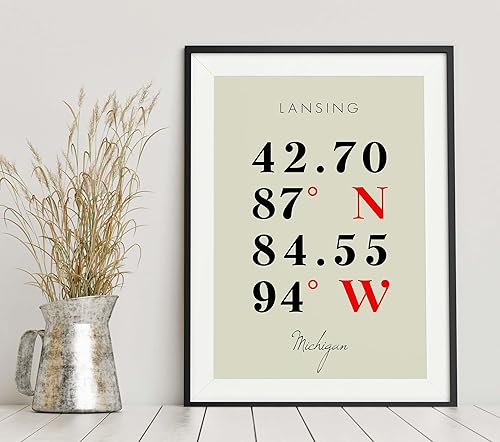 Miniatura 6 de Mapa de Lansing, Michigan, Coordenadas Multilíneas de Colores (24x36)