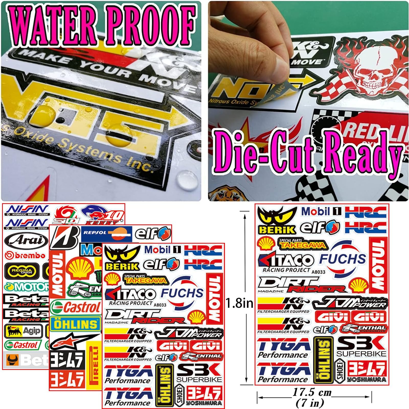 3 Piezas Pegatinas Motocross Pegatinas Coche Tuning Pegatinas Casco Moto Adecuado para Motocicletas Monopatines Coches Cascos de Scooter Y Motos de Motocross(A) — view 2